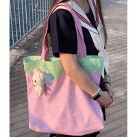 Thumbnail for Pink Strawberry Canvas Casual Shoulder Bag - ArtGalleryZen