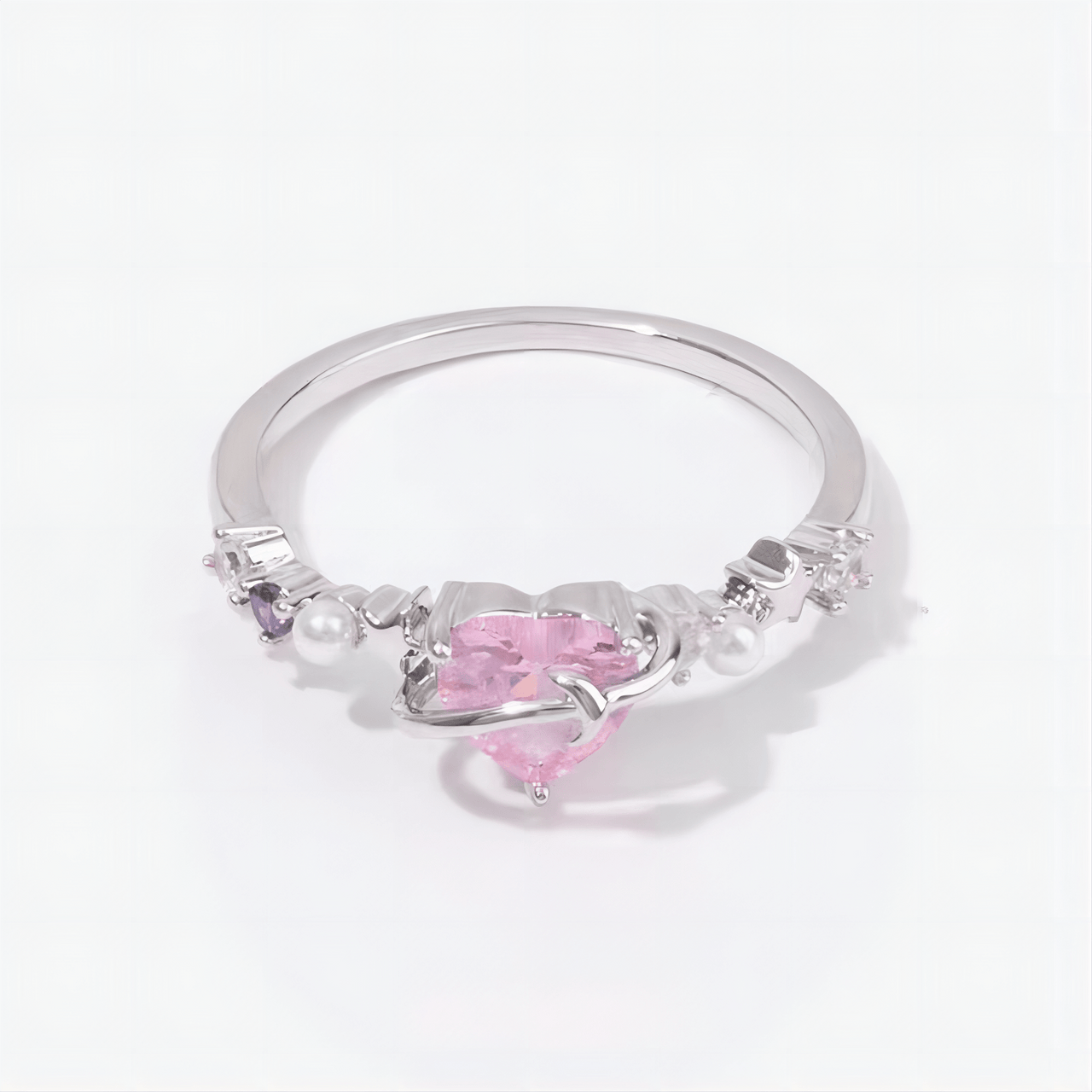 Pink Zirconia Star Heart Rings - ArtGalleryZen