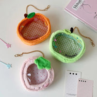 Thumbnail for Plush Fruit Doll Clear Display Keychain Bag Kawaii Strawberry Apple - ArtGalleryZen