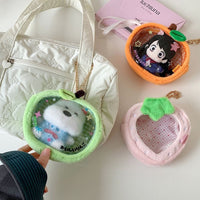 Thumbnail for Plush Fruit Doll Clear Display Keychain Bag Kawaii Strawberry Apple - ArtGalleryZen