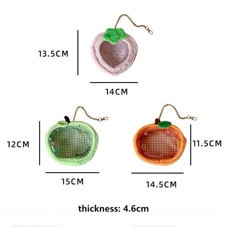 Plush Fruit Doll Clear Display Keychain Bag Kawaii Strawberry Apple - ArtGalleryZen