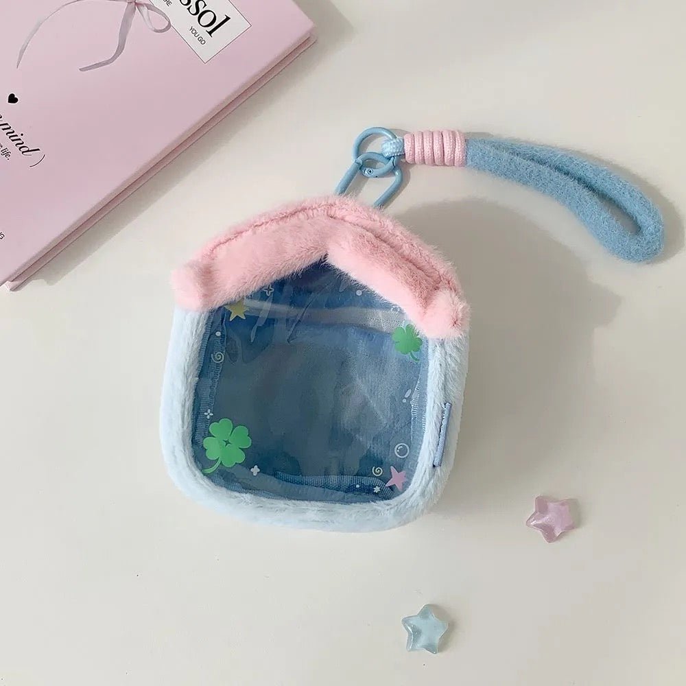 Plush House Clear Display Keychain Bag Kawaii Doll Holder Pouch - ArtGalleryZen