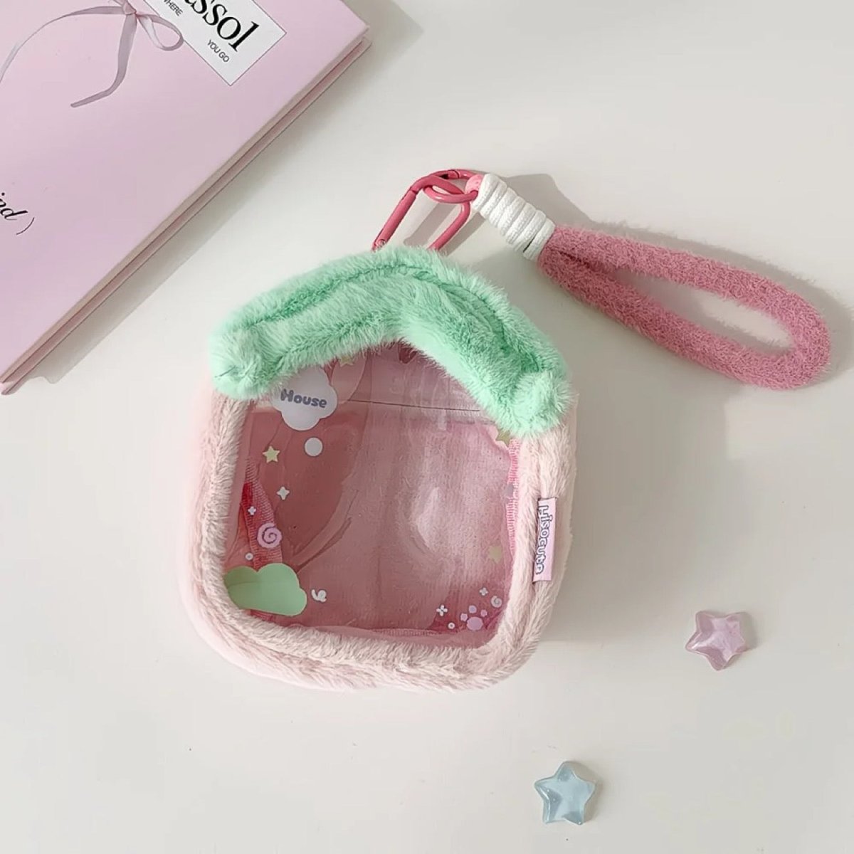 Plush House Clear Display Keychain Bag Kawaii Doll Holder Pouch - ArtGalleryZen