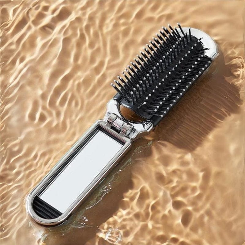 Portable Folding Cushion with Mirror Mini Massager Integrated Comb - ArtGalleryZen