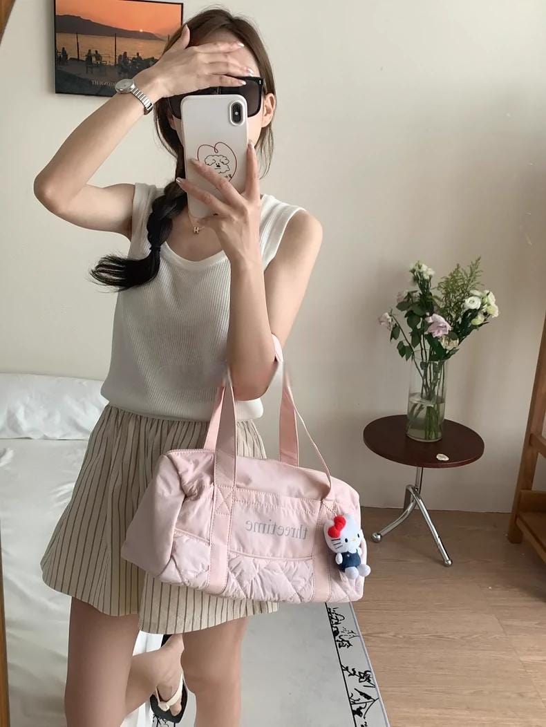 Pink Down-filled Fabric Tote Bag - ArtGalleryZen