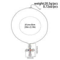 Thumbnail for Punk Chunky Rhinestone Inlaid Floral Cross Pendant Necklace - ArtGalleryZen