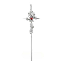 Thumbnail for Punk CZ Inlaid Moon Star Rose Hook Needle Piercing Stud Earring - ArtGalleryZen