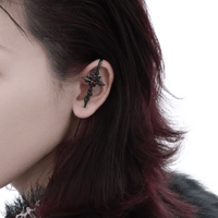 Thumbnail for Punk CZ Inlaid Moon Star Rose Hook Needle Piercing Stud Earring - ArtGalleryZen