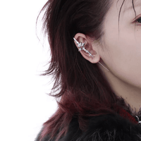 Thumbnail for Punk CZ Inlaid Moon Star Rose Hook Needle Piercing Stud Earring - ArtGalleryZen