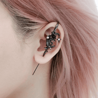 Thumbnail for Punk CZ Inlaid Moon Star Rose Hook Needle Piercing Stud Earring