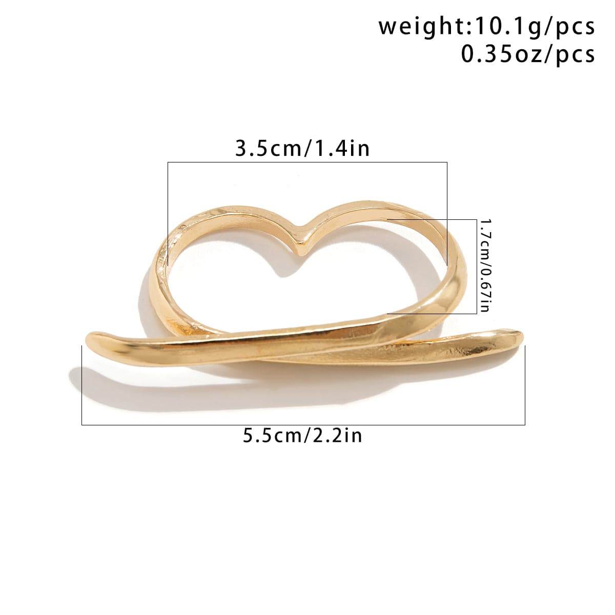 Punk Exaggerated Long Bar Double Finger Ring - ArtGalleryZen