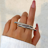 Thumbnail for Punk Exaggerated Long Bar Double Finger Ring - ArtGalleryZen
