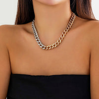 Thumbnail for Punk Gold Silver Plated Rhinestone Inlaid Curb Chain Necklace - ArtGalleryZen