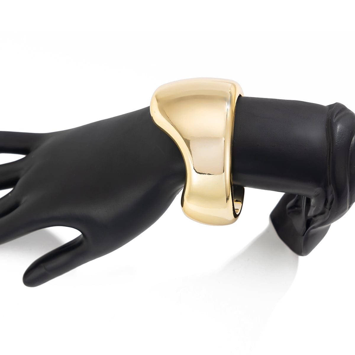 Punk Irregular Curved Glossy Wide Cuff Bangle Bracelet - ArtGalleryZen
