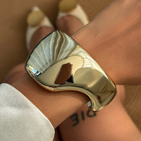 Thumbnail for Punk Irregular Curved Glossy Wide Cuff Bangle Bracelet - ArtGalleryZen