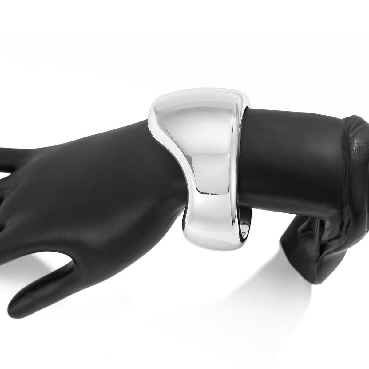 Punk Irregular Curved Glossy Wide Cuff Bangle Bracelet - ArtGalleryZen