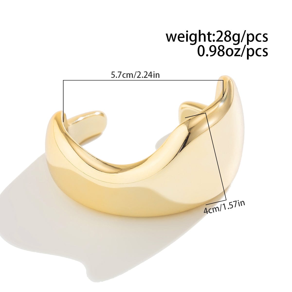 Punk Irregular Curved Glossy Wide Cuff Bangle Bracelet - ArtGalleryZen