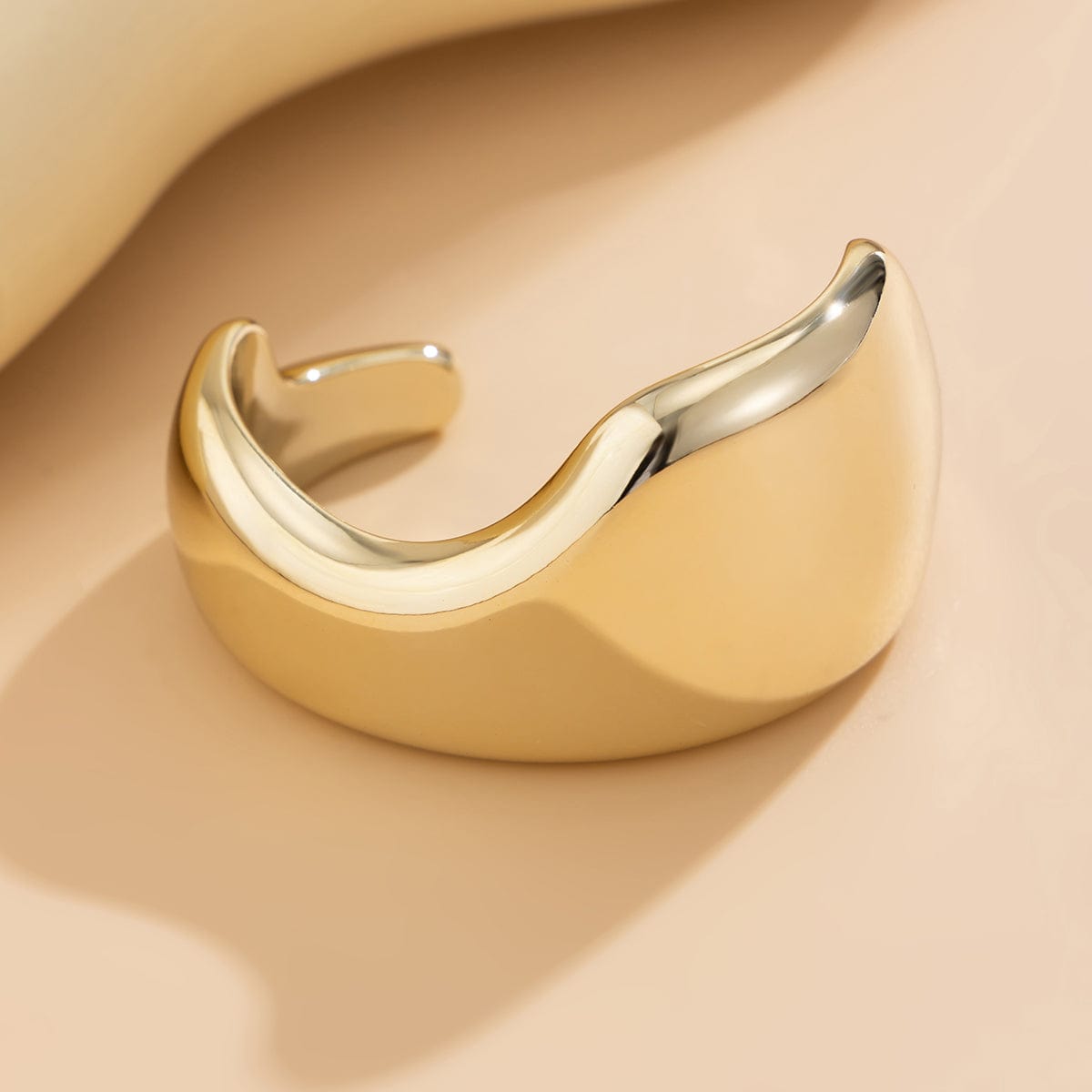 Punk Irregular Curved Glossy Wide Cuff Bangle Bracelet - ArtGalleryZen