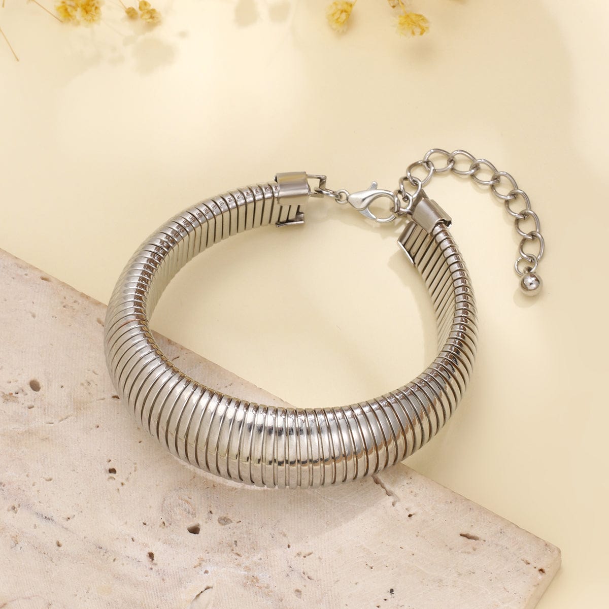 Punk Stretch Metal Chunky Bangle Bracelet