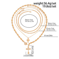 Thumbnail for Punk Style Layered Gold Silver Plated Cross Pendant Y Necklace Set - ArtGalleryZen