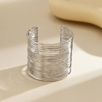 Thumbnail for Punk Style Metallic Brushed Wide Cuff Bangle Bracelet - ArtGalleryZen