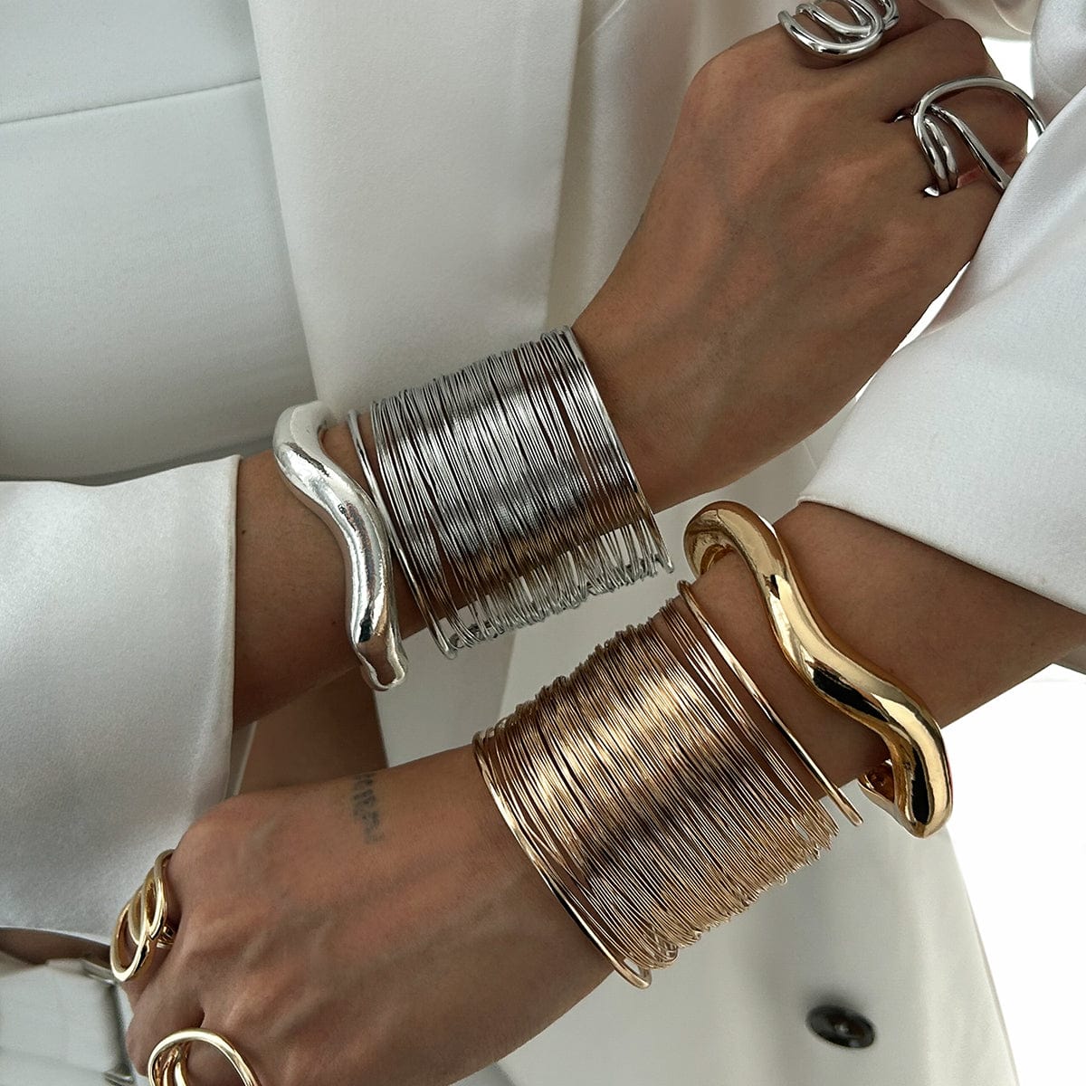 Punk Style Metallic Brushed Wide Cuff Bangle Bracelet - ArtGalleryZen