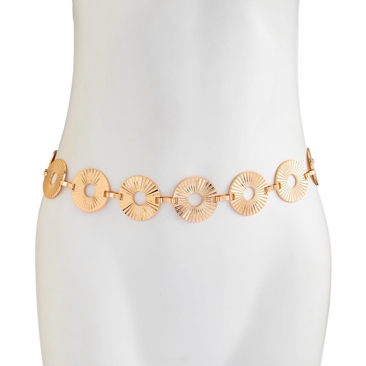 Punk Style Pleated Round Disk Waist Chain - ArtGalleryZen