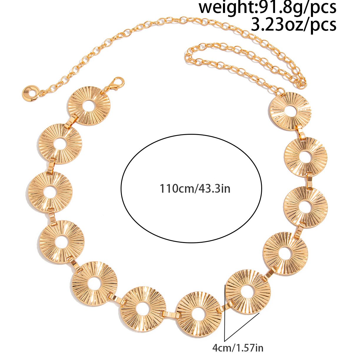 Punk Style Pleated Round Disk Waist Chain - ArtGalleryZen