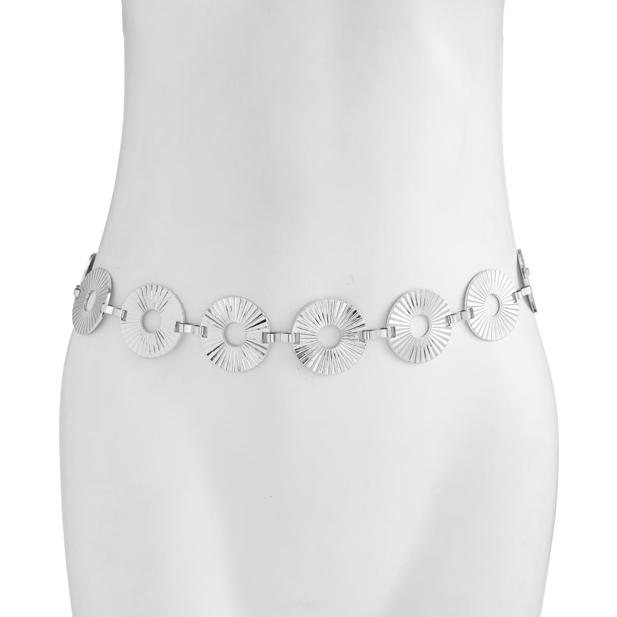 Punk Style Pleated Round Disk Waist Chain - ArtGalleryZen