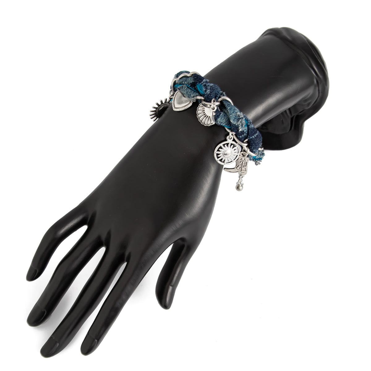 Punk Style Sun Heart Boot Charm Denim Bracelet - ArtGalleryZen