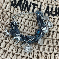 Thumbnail for Punk Style Sun Heart Boot Charm Denim Bracelet - ArtGalleryZen