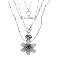 Thumbnail for Punk Toggle Clasp Heart Goddess Flower Pendant Cable Chain Necklace Set - ArtGalleryZen