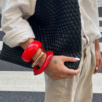 Thumbnail for Red Chunky Square Bangle Bracelet Set - ArtGalleryZen