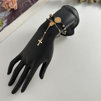 Thumbnail for Retro 2pcs Cross Relief Disk Charm Braided Jade Cord Bracelet Set - ArtGalleryZen