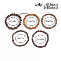 Thumbnail for Retro 5pcs Coconut Shell Wood Beaded Chain Bracelet Set - ArtGalleryZen
