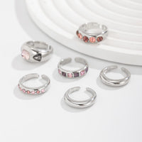 Thumbnail for Retro 6pcs Rhinestone Inlaid Glossy Open Ring Set - ArtGalleryZen