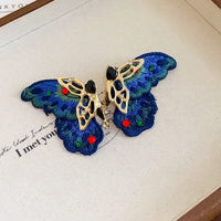 Thumbnail for Retro Chunky Rhinestone Inlaid Embroidery Butterfly Stud Earrings - ArtGalleryZen