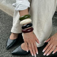 Thumbnail for Retro Glossy Resin Open Bangle Bracelet - ArtGalleryZen