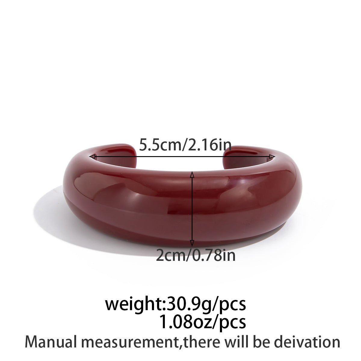 Retro Glossy Resin Open Bangle Bracelet - ArtGalleryZen