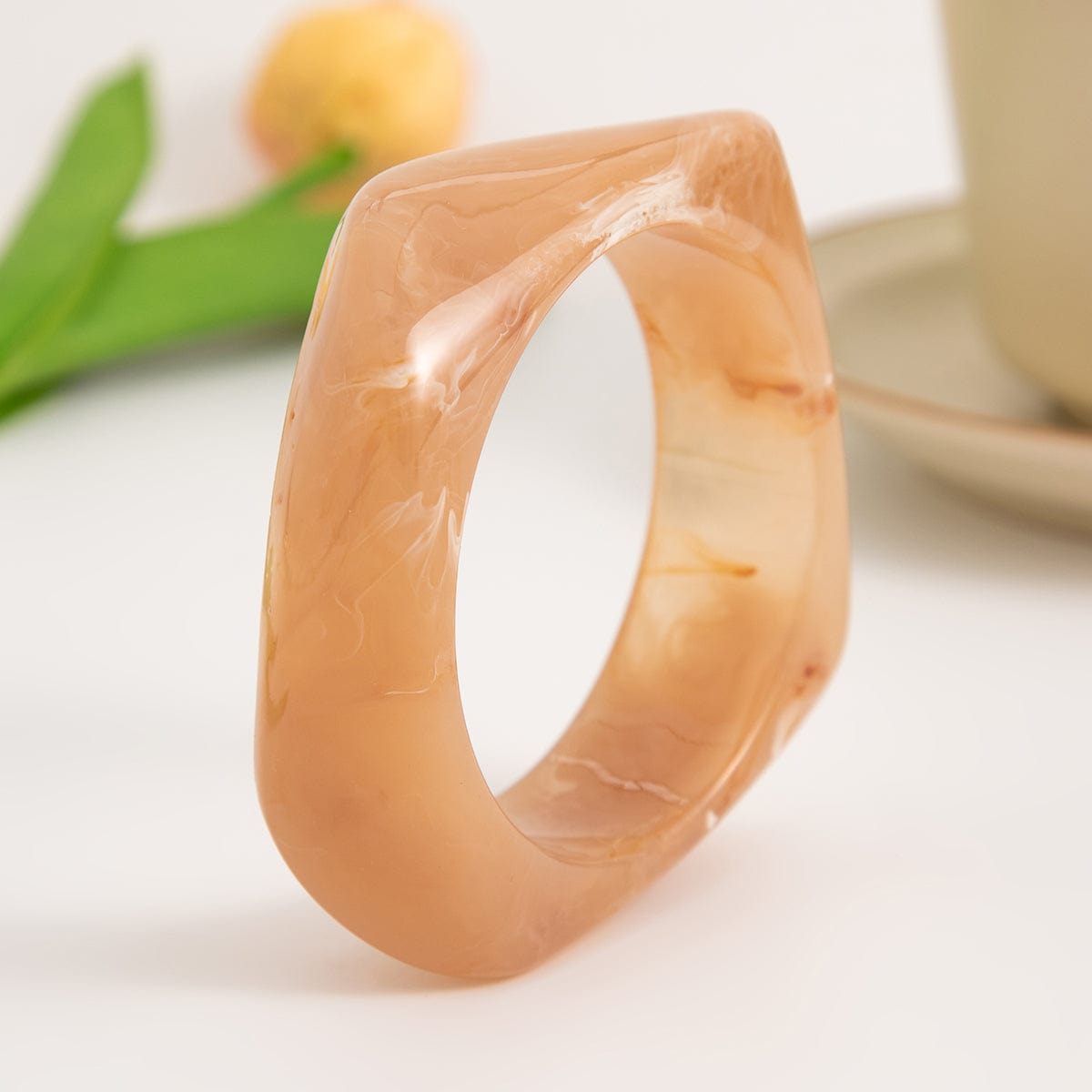 Retro Irregular Gradient Resin Bangle Bracelet