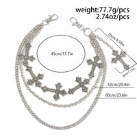 Thumbnail for Retro Layered Carved Cross Pendant Trouser Chain - ArtGalleryZen