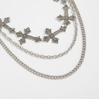 Thumbnail for Retro Layered Carved Cross Pendant Trouser Chain - ArtGalleryZen