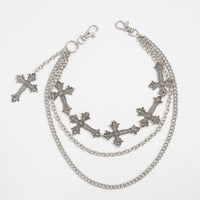 Thumbnail for Retro Layered Carved Cross Pendant Trouser Chain - ArtGalleryZen