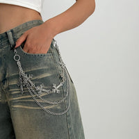 Thumbnail for Retro Layered Carved Cross Pendant Trouser Chain - ArtGalleryZen