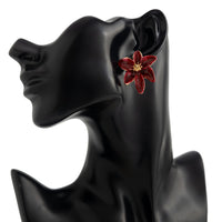 Thumbnail for Retro Red Enamel Flower Stud Earrings