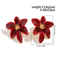 Thumbnail for Retro Red Enamel Flower Stud Earrings