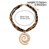 Thumbnail for Retro Spiral Pendant Leopard Choker Necklace - ArtGalleryZen