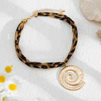Thumbnail for Retro Spiral Pendant Leopard Choker Necklace