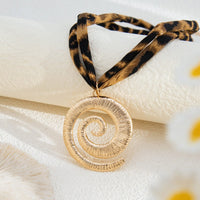 Thumbnail for Retro Spiral Pendant Leopard Choker Necklace