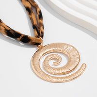 Thumbnail for Retro Spiral Pendant Leopard Choker Necklace